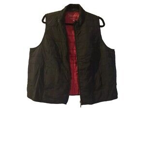 Women's Zippered Pockets Stand Collar Vest Jacket Size XL